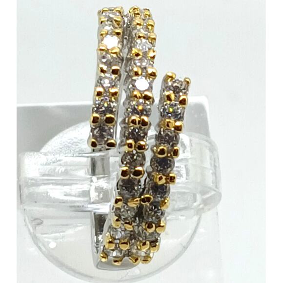 Elegant Size 8 White Yellow Gold Plated Cocktail Sim Diamond CZ Ring Vintage - Picture 1 of 9